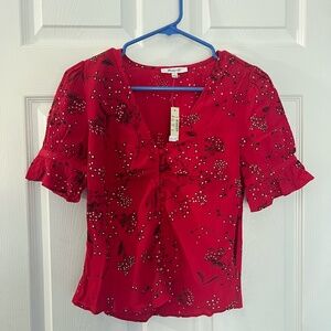 BRAND NEW Madewell Floral Red Blouse